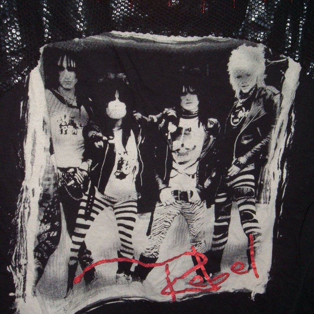 Rocker Tee Authentic Icon REBEL GIRL shirt sz S Motley Crue Y2K